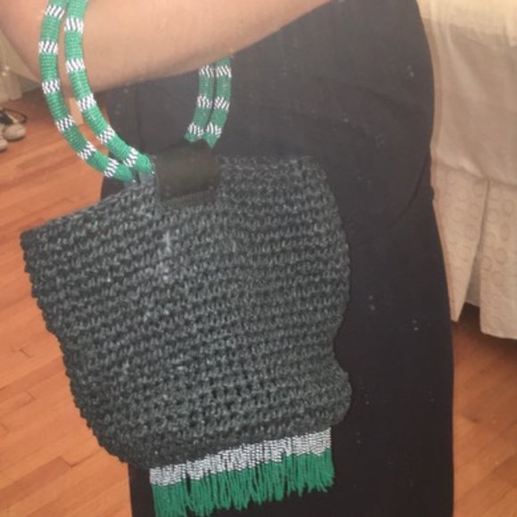 FASHION BAG- STRAW WITH BEADS - Picture 4 of 6